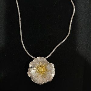 Hibiscus flower 🌸 Silver and gold pendant flower necklace by Giani  Bernini